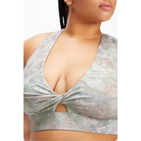 Fabletics Oasis Twist Sports Bra Moonrock Swirl Open Cross Back Size Extra Large - Picture 8 of 9